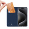 Dux Ducis - Geschikt voor iPhone 15 Pro - Slim bookcase hoesje - Donkerblauw