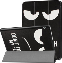 iMoshion Tablet Hoes Geschikt voor Huawei MediaPad T3 10 inch - iMoshion Design Trifold Bookcase - Zwart / Meerkleurig /Don't touch