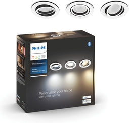 Philips Hue Milliskin - Inbouwspot - Warm- tot koelwit licht - Aluminium - Rond (3-pack)