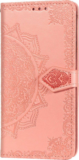 Hoesje Met Pasjeshouder Geschikt voor iPhone 12 Mini - Mandala Bookcase - oranje