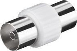 Goobay CA 1011 - Coax koppelaar female/female - Aluminium RVS Wit