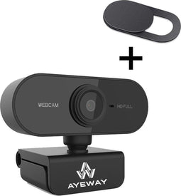 AyeWay Full HD Webcam - Webcam voor PC - Inclusief Privacy Cover - Zwart