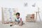 O'Liv Kinderboekenrek - Kinderboekenkast - Massief Hout + Katoen - W90 x D35 x H85 cm