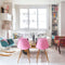 Set van 4 kuipstoelen met beuken houten poten - Eetkamer stoelen - roze