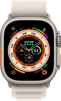 Apple Watch Ultra - 4G/LTE - 49mm - Titanium kast - Sterrenlicht Alpine bandje