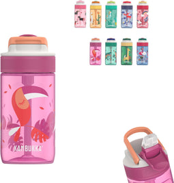 Kambukka Lagoon Drinkfles voor kinderen 400ml Toekan Love - met geïntegreerd rietje - drinkbus kinderen roze - drinkbeker voor school