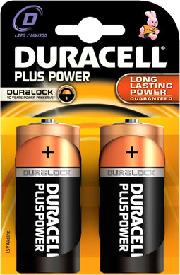 Duracell D Plus Power - Alkaline batterijen - 61,5mm x 34,2mm - Oranje (2 stuks)