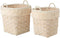 J-Line mand Rechthoekig - imitatiebont/rotan - naturel/beige - set van 2