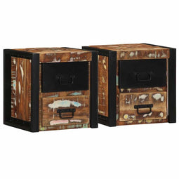 vidaXL - Nachtkastjes - 2st - 40x35x40cm - massief - gerecycled - hout - meerkleurig