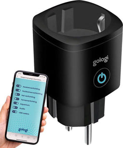 Gologi Slimme stekker - Smart plug - Energieteller - WIFI - Google Home & Amazon Alexa - Zwart