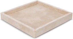 MOOISA - Travertine Dienblad vierkant - Tray 30x30cm - rond marmer dienblad - vierkant marmer dienblad - decoratie schaal - tapasplank - serveerplank