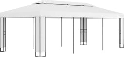 vidaXL - Prieel - met - dubbel - dak - 3x6 - m - wit