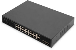 Digitus DN-95358 - Unmanaged Switch - 16x 1Gbps Ethernet 16x PoE+ 185W (802.3at) - 2x Combo SFP - 8000x MAC-adressen