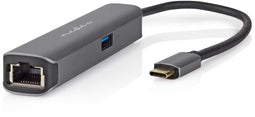 Nedis CCBW64220AT02 - 4-in-1 USB 3.2 multi-docking adapter - HDMI Ethernet USB-C - Grijs