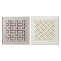 Schilderij Home ESPRIT Wit Beige Abstract Modern 100 x 3,5 x 100 cm (2 Stuks)