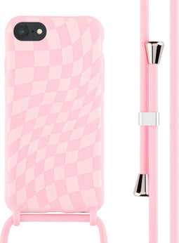 iMoshion Hoesje Geschikt voor iPhone SE (2022) / SE (2020) / 8 / 7 Hoesje Met Koord - iMoshion Siliconen design hoesje met koord - Roze / Retro Pink