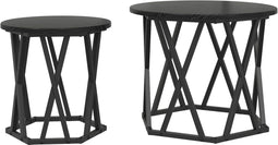 vidaXL - Nesting - Tafelset - 2 - stuks - Zwart - Eiken - Hout