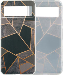 iMoshion Hoesje Geschikt voor Google Pixel 8 Hoesje Siliconen - iMoshion Design hoesje - Meerkleurig / Black Graphic