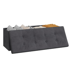 WOLTU opberg bank - 110 cm - 118 L opberg ruimte - inklapbaar - fluweel grijs