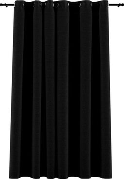 vidaXL - Gordijn - linnen-look - verduisterend - met - ogen - 290x245 - cm - zwart