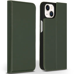 Accezz iPhone 13 - Premium Leather Slim Bookcase - Echt Nappa leer - Groen