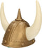 Atosa Carnaval verkleed Viking helm - brons/wit - met hoorns - plastic - heren - krijgers en ridders