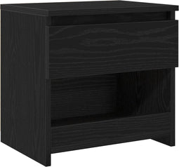 vidaXL - Nachtkastje - Zwart - Eiken - 40x30x39 - cm - Bewerkt - Hout