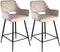 PTMD Fal LOW Velvet Khaki Bar Stool Black Metal Leg KD