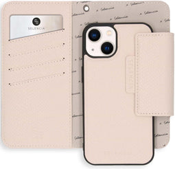 Selencia Hoesje Geschikt voor iPhone 13 Hoesje Met Pasjeshouder - Selencia Llyr 2-in-1 Uitneembare Slang Bookcase - Wit
