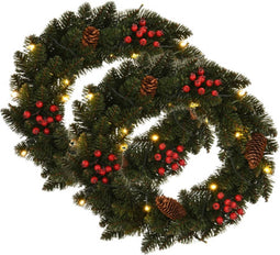 vidaXL - Kerstkransen - 2 - st - met - decoratie - 45 - cm - groen