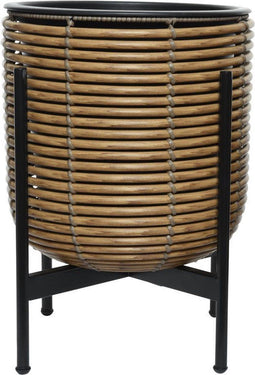 Pot polyrattan d21 h28 cm bruin - Merkloos