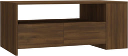 vidaXL - Salontafel - 102x55x42 - cm - bewerkt - hout - bruin - eikenkleur