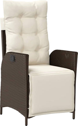 vidaXL - Tuinstoelen - 2 - st - verstelbaar - met - voetensteun - poly - rattan - bruin