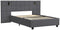 Juskys Luzano - Gestoffeerd Bed - 140x200cm - Fluweel - Donkergrijs - Incl. Leeslampje
