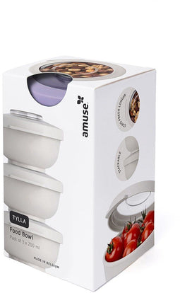 Amuse Tylla Lavender Snack set - 3 x 200 ml - Perfect Afsluitbare Snackdoosjes - Voor onderweg - Paars