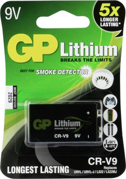 GP CR-9V - 9V Lithium Batterij - Langdurig voor Rookmelders - Zwart
