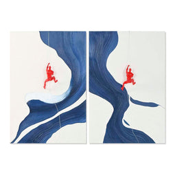 Schilderij Home ESPRIT Wit Gouden Mannen Modern 80 x 3,5 x 120 cm (2 Stuks)