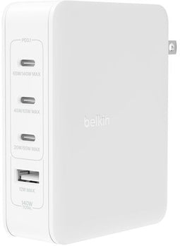 Belkin BoostCharge Pro 140W - 4-Poorts GaN Wandlader - 3x USB-C 1x USB-A - Wit