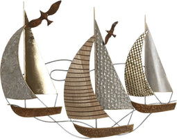 Wanddecoratie Home ESPRIT Bruin Grijs Gouden Zilverkleurig Jacht 66 x 4 x 53 cm