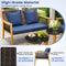 Coast 5-Delige Rotan Buitenmeubelset - 2 Stoelen Loveseat 2 Salontafels - Marineblauwe Kussens