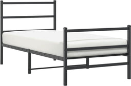 vidaXL - Bedframe - met - hoofd- - en - voeteneinde metaal - zwart - 90x190 - cm