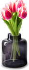 Jodeco Bloemenvaas Willem - transparant smoke glas - 19 x 17 cm - fles vorm vaas