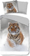Good Morning Snow Tiger - Dekbedovertrek Flanel - 100% Katoen - Grijs - (135x200 cm)