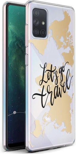 iMoshion Hoesje Geschikt voor Samsung Galaxy A71 Hoesje Siliconen - iMoshion Design hoesje - Transparant / Meerkleurig / Goud / Let's Go Travel
