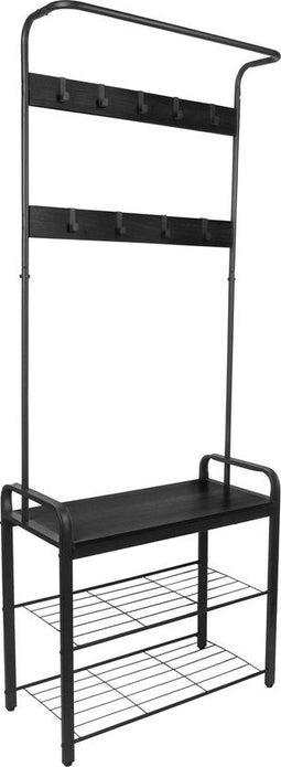 ERRO Kapstok - Garderoberek - 9 haken - 72x34x183cm - zwart