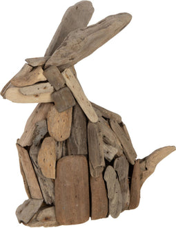 J-Line decoratie Konijn Stukken - hout - naturel - paasdecoratie