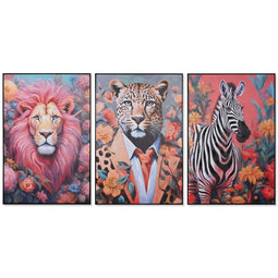 Schilderij Home ESPRIT Dier Modern 82 x 4 x 122 cm (3 Stuks)