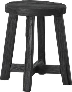 MUST Living Stool Gio Black,45xØ35 cm, black recycled teakwood with natural cracks