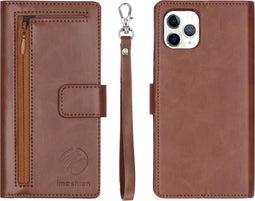 iMoshion Hoesje Geschikt voor iPhone 11 Pro Max Hoesje Met Pasjeshouder - iMoshion Uitneembare 2-in-1 Bookcase met rits - Bruin