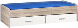 Bed met opbergruimte - 90x200 - Donker Grijs Hout - Inclusief witte lades -